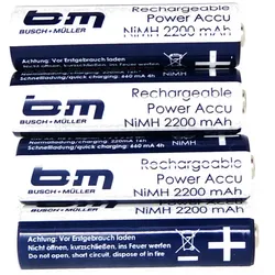 BUSCH + MÜLLER Akku Mignon AA 2200mAh | 4 Stück