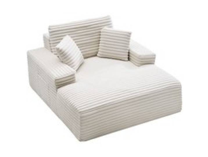 VEVOR Chaiselongue Relaxliege 138cm, gepolstertes Schlafsofa mit Dekokissen & Armlehnen, Schlafcouch mit tiefer Sitzfläche für Wohnzimmer Schlafzimmer, Loungesessel aus hochelastischem Schwamm Beige