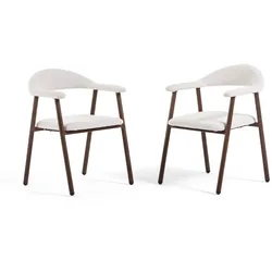 RATTATAN 2er-Set gepolsterte Stühle aus Stoff mit Armlehnen, Metallgestell in Holzoptik, elegantes Design für Esszimmer, Restaurants und Bars – Nives