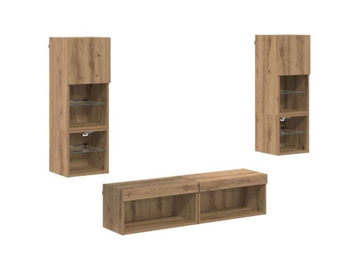 Armoire TV - Contemporain - Unité murale de TV 6 pc Chêne artisanal Bois d'ingénierie 945
