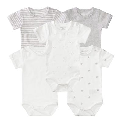Kurzarmbody STACCATO, Jungen, Gr. 62/68, Normalgrößen, bunt, Oberstoff: 95% Baumwolle, 5% Elasthan., unifarben mit Farbeinsatz, Basic, Basic, Bodys, 5-teilig