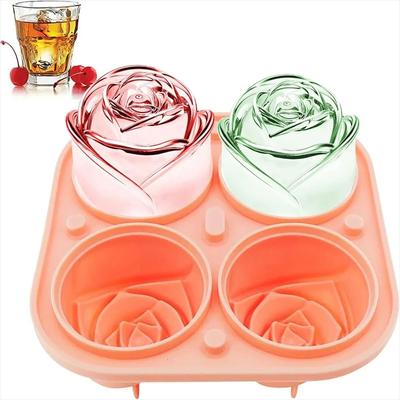 Uplifted Finds 3D Rose Ice Molds Large Flower Shaped Silicone Trays For Whiskey & Cocktails green