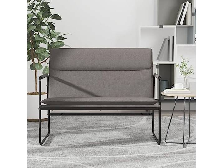 VIHHQGC Sitzbank Taupe 100x64x80 cm Stoff mit Metallgestell Stoffbezug, Metallgestell, rutschfeste Beine, O-Form, Montageanleitung inklusive