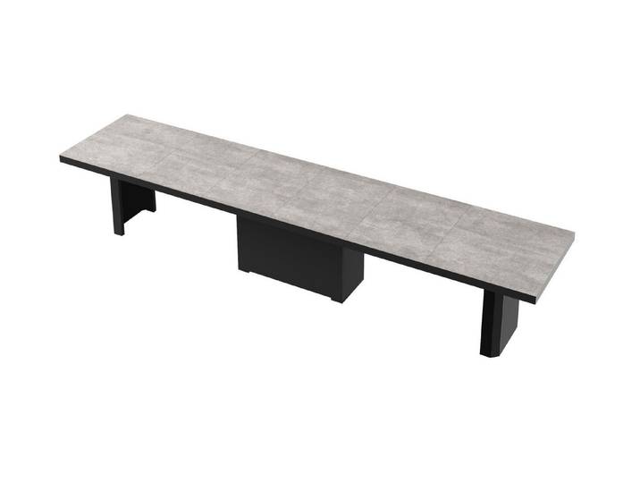 designimpex Esstisch Design Tisch HE-444 Beton - Schwarz Hochglanz XXL ausziehbar