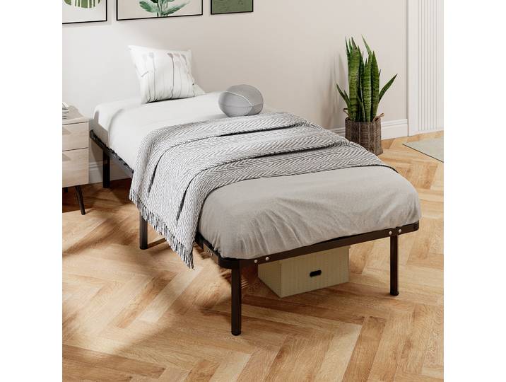 HOMCOM Lit Simple 90x190cm Bois Massif Rangement Noir