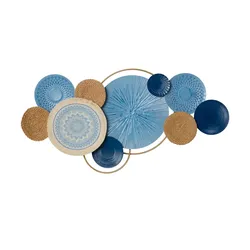 HOME STORY Wanddekoration   ¦ blau ¦ Metall,Naturfaser ¦ Maße (cm): B: 61 H: 5,7