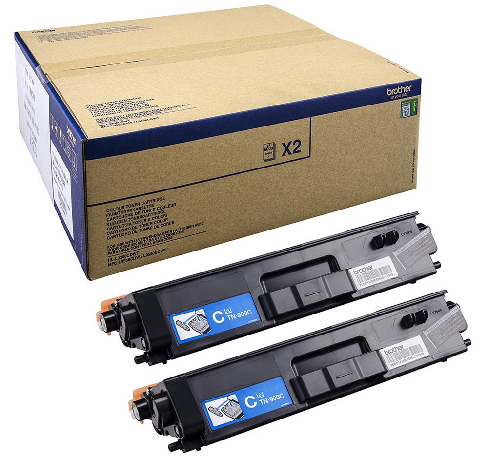 Brother TN-900C Toner Doppelpack cyan Super-Jumbo 12.000S.