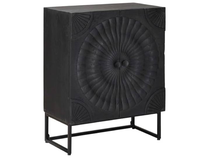 GKMBCVDFR Sideboard Schwarz 55 x 30 x 70 cm Massives Mangoholz, Modernes Design, Viel Stauraum, Für Wohnzimmer