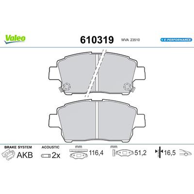 Valeo Bremsbelagsatz, Scheibenbremse [Hersteller-Nr. 610319] für Toyota