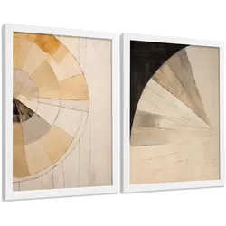 POSTER Set of 2 Abstract Wall Art Prints Modern Living Room Bedroom Kitchen Bathroom Decor Weißer Rahmen A4