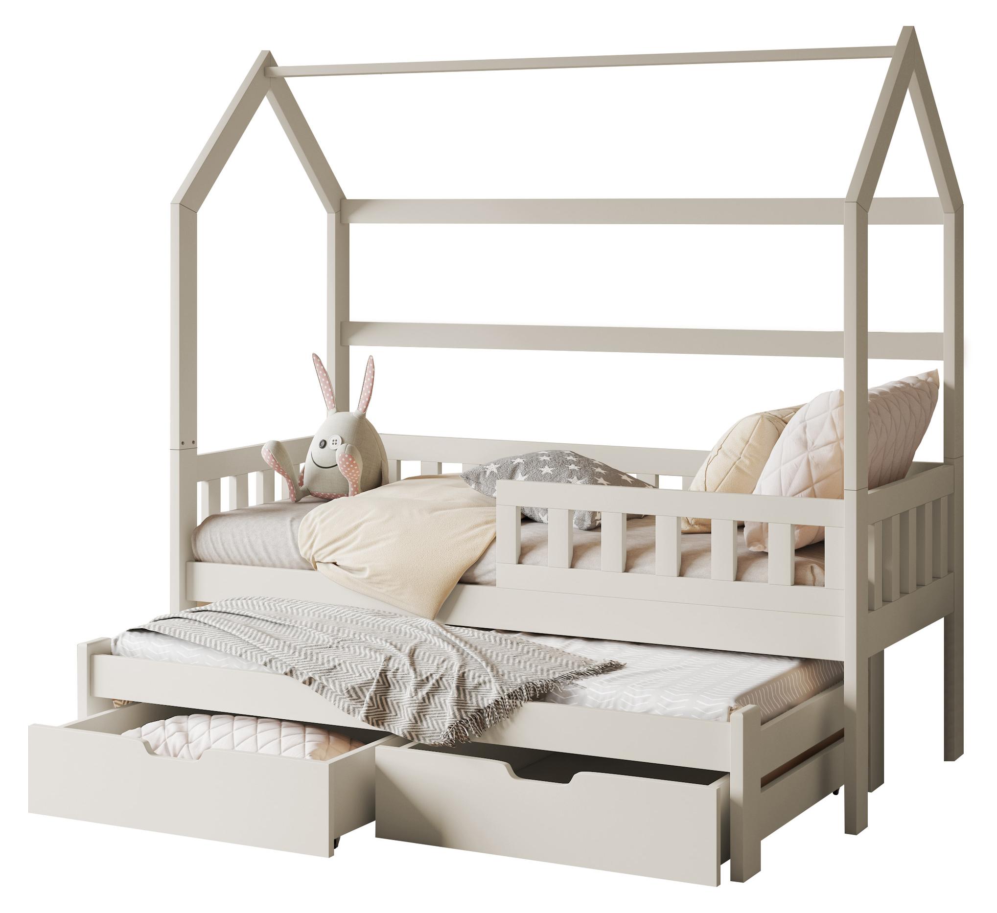 MIRJAN24 Kinderbett Tymon II 80, Kinderzimmer Bett mit Lattenrost, Holzkonstruktion (Farbe: Cashmere, Größe: 80x180 cm)