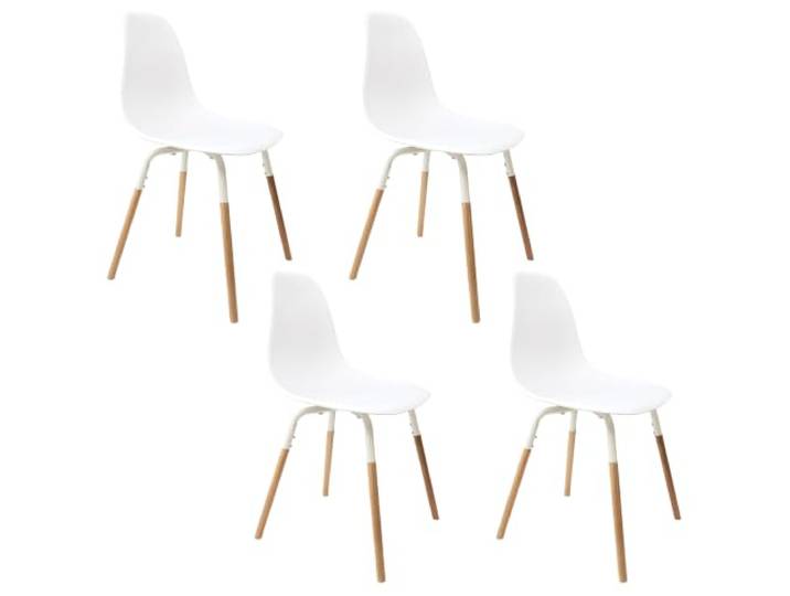 HOME DECO FACTORY Chaise Scandinave Phenix Confortable Blanc Polyester\, chaise scandinave Phenix\, design épuré\, confortable\, salle à manger ou bureau\, blanc