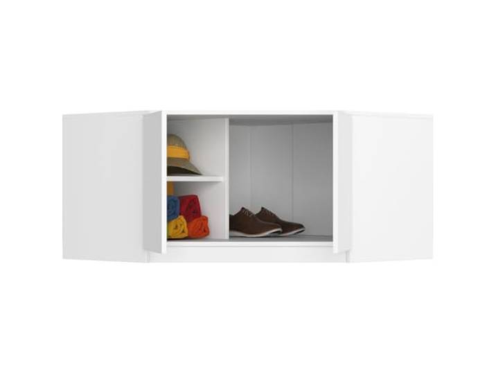 BDW - Eckschrank Aufsatz - für Schrank 100 cm breit - mit 2 Türen und 3 Einlegeböden - Erweiterung für Kleiderschrank - für Schlafzimmer, Flur - 100x50x55 cm - Weiß