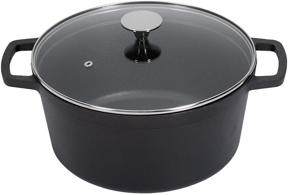Living And Home Cast Iron Soup Pot Black 6L