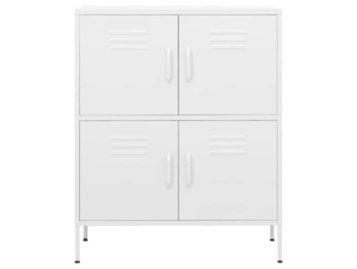 KTHLBRH Weißer Schrank 80 x 35 x 101,5 cm aus Stahl 4 Türen, 2 verstellbare Einlegeböden, Ebenen, Wandbefestigung inklusive