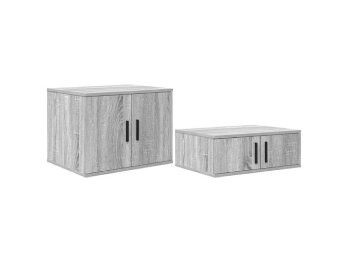 GHVBNMF 2er Set Aufbewahrungsschrank Graues Sonoma 118x41x40 cm Vielseitige Sideboards im minimalistischen Look für Wohnzimmer und Essbereich, bieten strukturierten Stauraum.