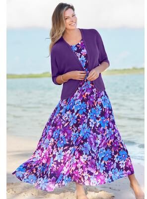 Plus Size Women's Rib Trim Cardigan Shrug Sweater by Woman Within in Radiant Purple (Size 4X)