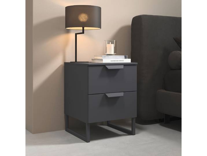 Nachtkommode Aditio 53cm Grau/Graumetallic Kufen