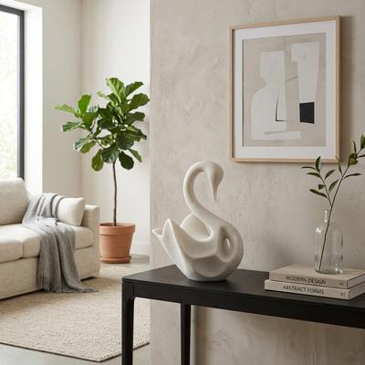 Sagebrook Home "Resin Decorative Object Swan Sculptural Design - 14"" White - 14.25"""