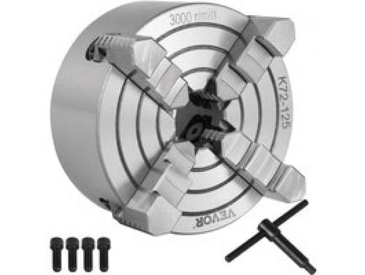 VEVOR K72-125 draaibankklauw 5 inch 4-klauw, draaibankklauw onafhankelijke omkeerbare klauw, metalen draaibankklauw draaibankaccessoires, voor draaibanken