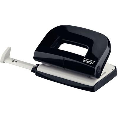 NOVUS Locher E 210, schwarz/grau, Stanzleistung: 10 Blatt, Metallunterteil und Kunststoffoberteil, mit Anschlagschiene