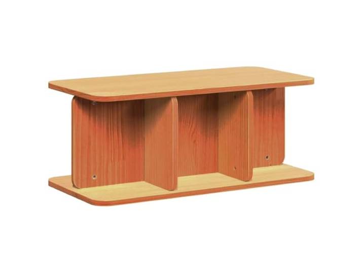 KMVXCVNM Couchtisch Massivholz Kiefer 80x39,5x33,5 cm Wachsbraun Rustikaler Sofatisch für das Wohnzimmer mit 6 offenen Fächern für Magazine und Deko im behaglichen Landhausstil.