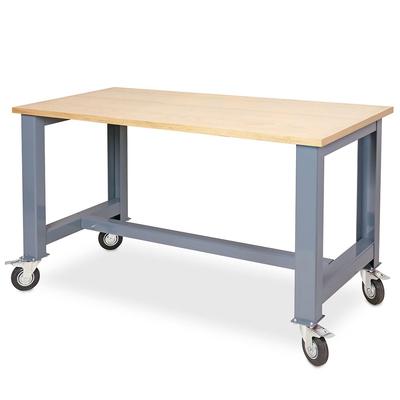 BRB Fahrbare Werkbank, BxTxH 1500x700x830 mm | 2 Bockrollen, 2 Lenkrollen mit Feststellbremsen, Rad-Ø 125 mm