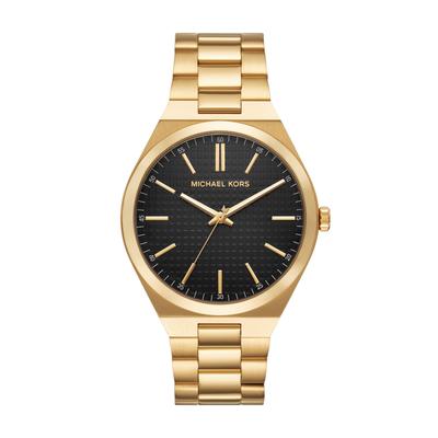Quarzuhr MICHAEL KORS "LENNOX", gold (gelbgoldfarben, schwarz), Armbanduhren, Herren, gelbgoldfarben, Quarzuhr, Armbanduhr, Herrenuhr, Edelstahlarmband, analog
