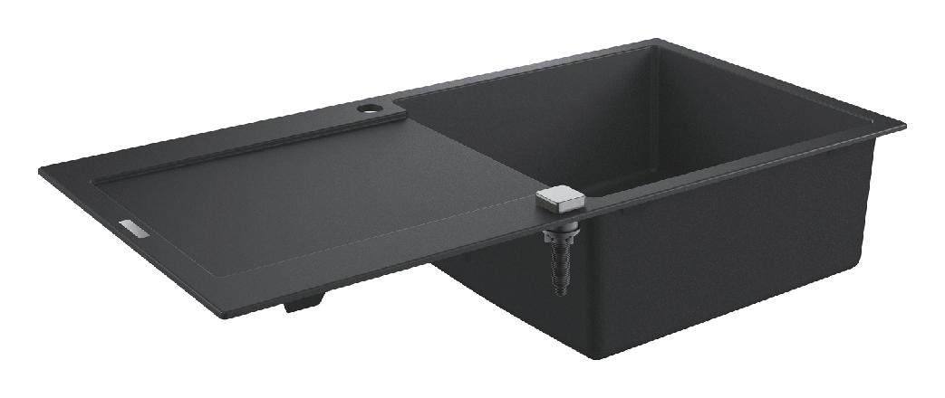 GROHE K500, Aufsatzwanne, Rechteckig, Quarzkomposit, Schwarz, 1 Becken, Rechteckig