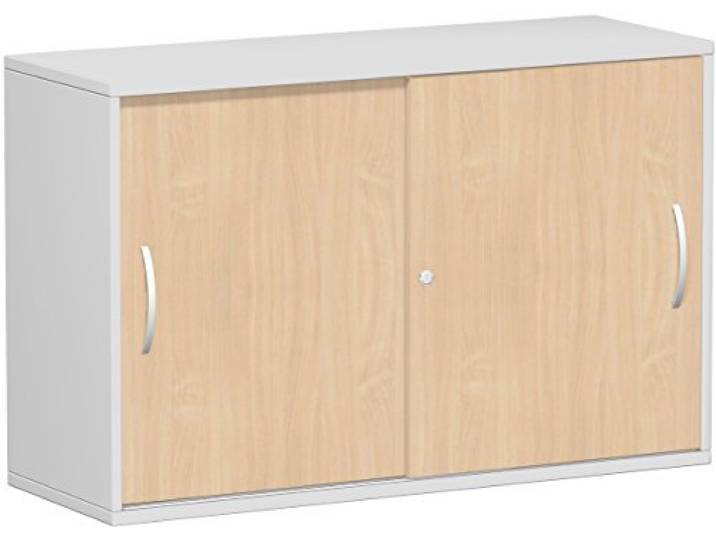 Gera Möbel Schranksystem Flex Schiebetürenschrank, Holzdekor, buche/lichtgrau, 120 x 42.5 x 79.8 cm