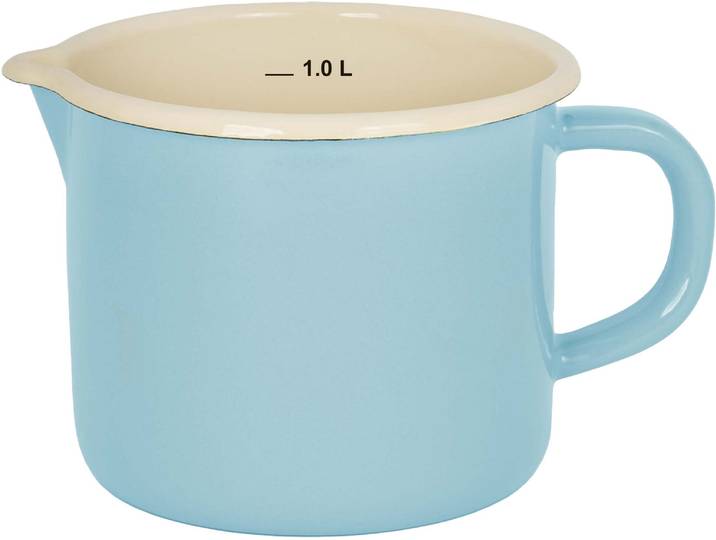 Milchtopf KRÜGER Sylt , blau (pastell, blau), B:12cm H:11cm L:18cm Ø:12cm, Töpfe, Milchtopf, Induktion
