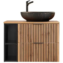 WASCHTISCH 80.6cm Gaia Holz in Eichenoptik und Schwarz