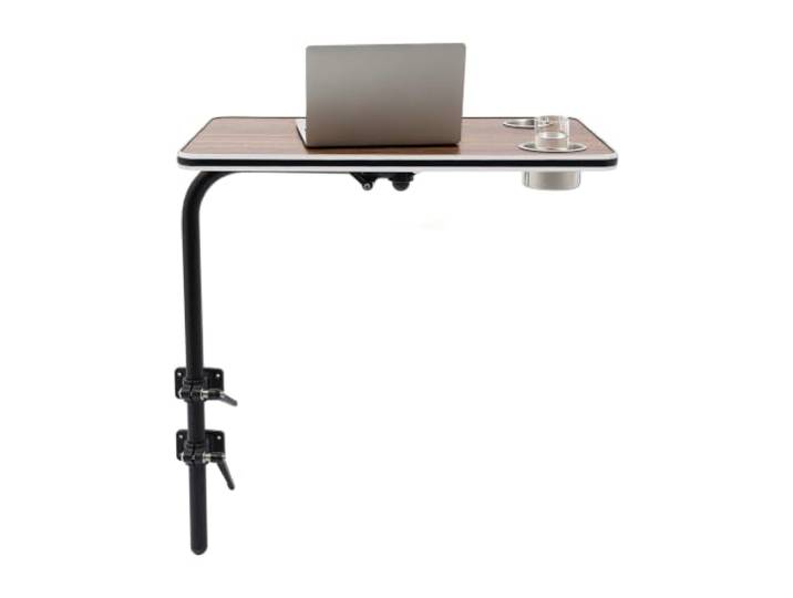 Wohnmobil Tischbein und Tischplatte Kit Bootstisch mit 360 ° Schwenk-Sockel Höhenverstellbare Wohnmobiltisch RV Tisch-und Bein-Kit, 2 Getränke halter, Seitlich Montierte Halterung, Aluminium