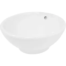 LuxeBath ECD Germany Aufsatzwaschbecken Keramik Weiß Ø 420 × 170 mm, rund – inkl. Ablaufgarnitur