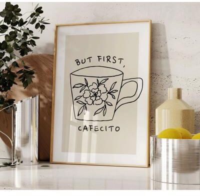 Uplift Picks But First Cafecito Canvas Print Minimalist Spanish Coffee Wall Art 14 50x70 Cm