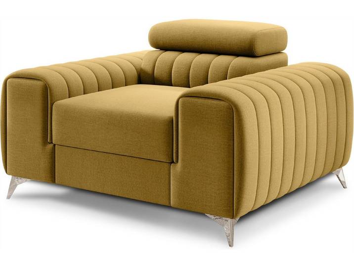 Fun Möbel Sessel Designersessel ELENI in Stoff, echt bezogener Rücken