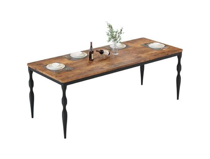 Rechteckiger Massivholztisch 180 cm Großer Esstisch Für 6 Personen Stabile Beine, rustikales Design, ideal für Esszimmer & Küche – Perfekt für Familien & Dinnerpartys, Braun/Grau