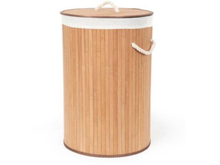 Compactor - Panier À Linge Rond Pliable Bambou Naturel