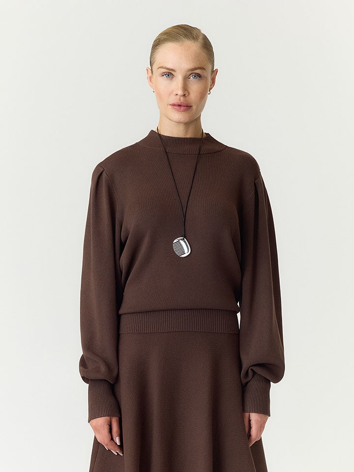YAS Pullover in Dunkelbraun - S