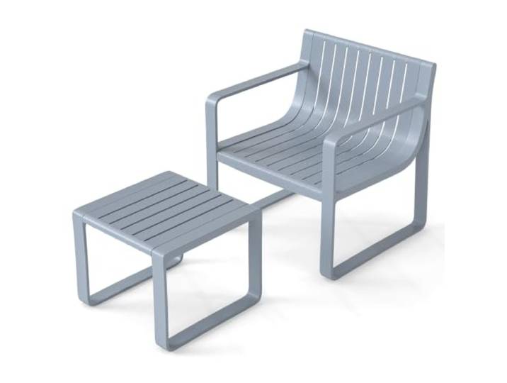 Helloshop26 2 Terrassenmöbel 60 x 64 x 70 cm mit ergonomischer Sitzfläche und funktionalem Couchtisch aus Polypropylen, Grau, 20_0013422