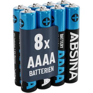 Absina Batterien Alkaline, 1,5V, AAAA / Mini / LR61 / R8D425, 8 Stück