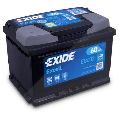 Exide Excell EB602 Starterbatterie 60Ah 540A [Hersteller-Nr. EB602] für Nissan, Alpina, Westfield, Noble, Chevrolet, Proton, Bedford, Skoda, Mitsubish