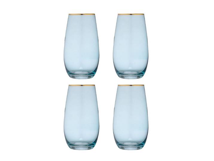Handgefertigte Longdrink-Gläser „Chloe“, 4er-Set Aqua Ladelle