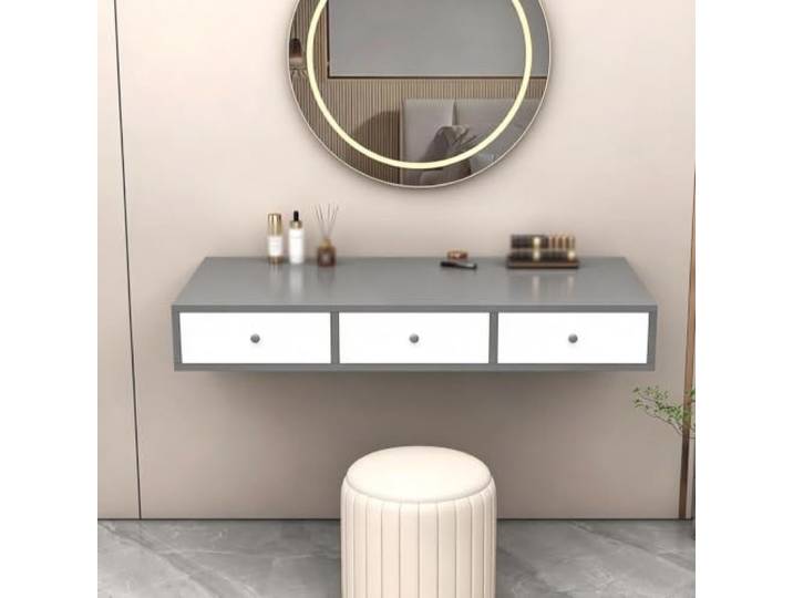 PGZMDTWI Schwebender Schminktisch, Wandtisch, Holz-Arbeitsplatz Modernes Nordisches Design und Platzsparend für Büro, Wohnung und Kleine Räume(B,100 cm39.37 in)