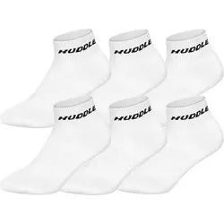 HUDDLE Unisex Quarter-Socken, 6er Pack - Basic, Logo, Quarter, Sportsocken, einfarbig, Größe 43-46 in Weiß Weiß