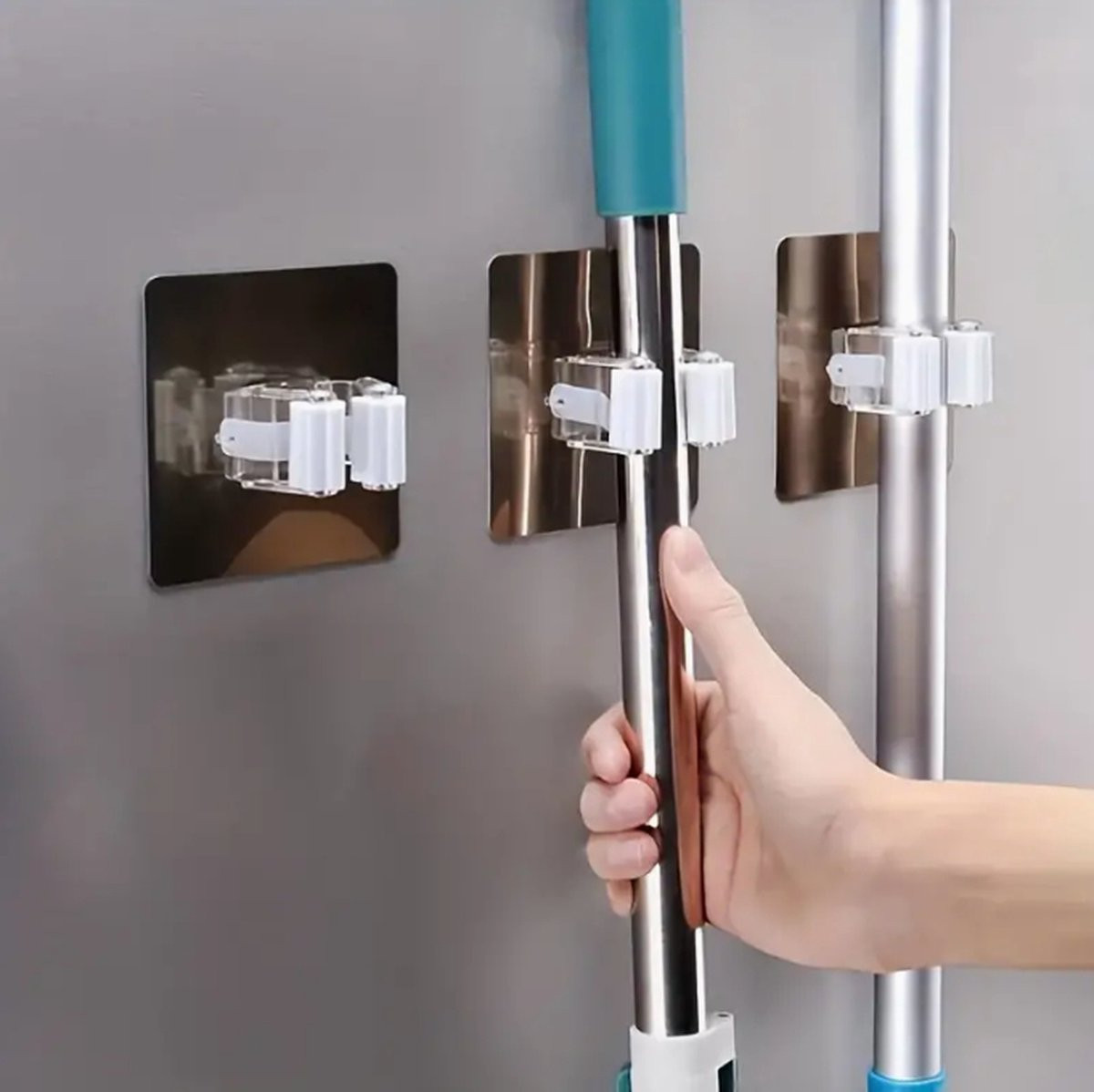 Repus Tools Bezem Ophangsysteem - 3 stuks - Zelfklevend - Badkamer en Keuken accessoires