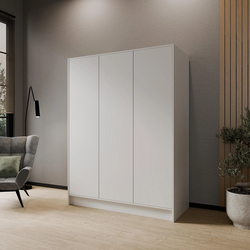 KLEIDERSCHRANK Mono Grifflos im Skandi-Stil, Weiß 150/200/51 cm