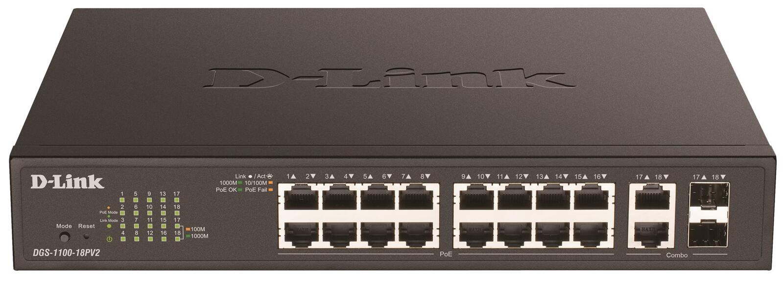 D-Link DGS-1100-18PV2, 18-Port PoE+ Gigabit Smart Managed Switch