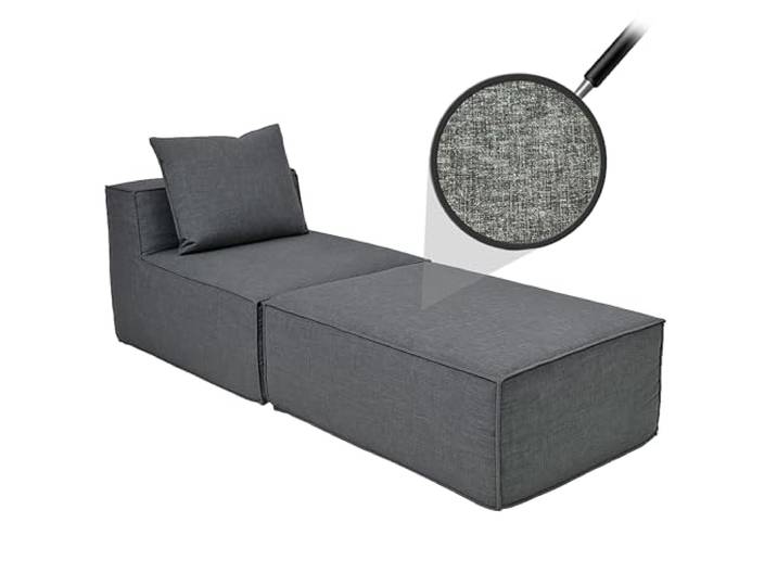 Mendler Chaiselongue/Zubehör Sofa HWC-O54, Stoff 63x75x194cm - dunkelgrau Sessel, Ottomane, Recamiere, Textil, (300g/m²)