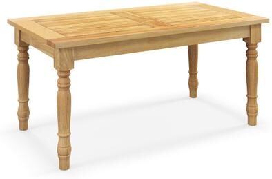 Costway Patio Coffee Table with Solid Teak Wood Structure and Slatted Tabletop